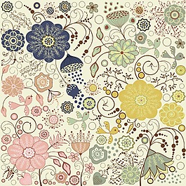 卡通花朵矢量背景素材