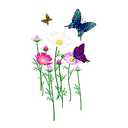 清新花朵蝴蝶元素