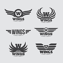 六个翅膀标志logo平面设计素材