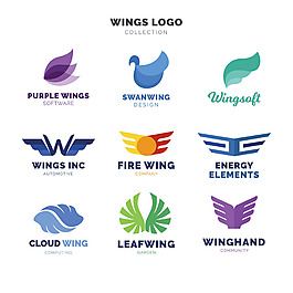 抽象翅膀标志logo矢量素材