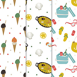 夏天元素食物冷饮冰淇淋装饰图案背景