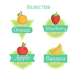 彩色手绘生态食品水果贴纸图标