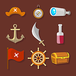 各种经典海盗元素图标集合