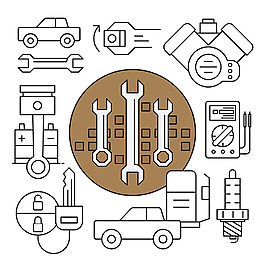 线性风格机械元件配件工具矢量素材