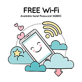 免费wifi与智能手机云朵背景