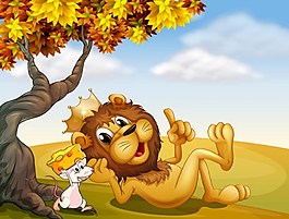 可爱的狮子与大自然背景图