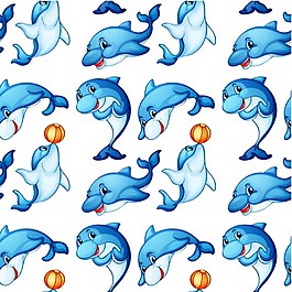 蓝色海滩元素矢量图