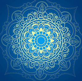 蓝色曼陀罗装饰图案背景