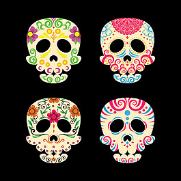 五颜六色的墨西哥骷髅插画矢量素材
