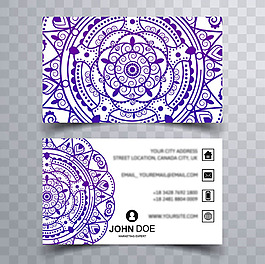 紫色曼陀罗装饰图案名片设计模板