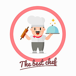 厨师角色粉红色的圆圈插图背景