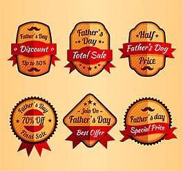 6款创意父亲节促销标签矢量素材