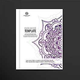 紫色曼陀罗花纹图案手册设计模板