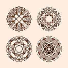 复古风格曼陀罗花纹装饰图案