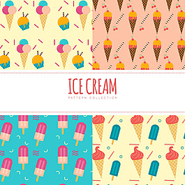 手绘各种冰淇淋雪糕图案平面设计素材