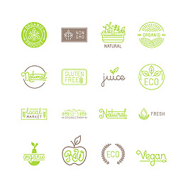 环保绿色植物新鲜健康食品logo矢量