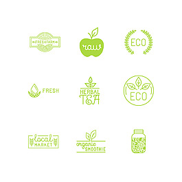 绿色植物新鲜健康食品logo矢量素材