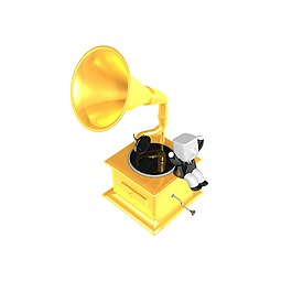 黄色听音乐3D人物元素