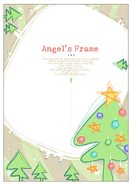 抽象圣诞元素树木边框设计