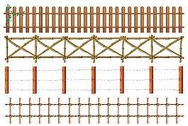 四个木栅栏设计插图矢量素材