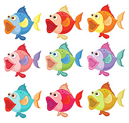 彩色的小鱼插图矢量素材