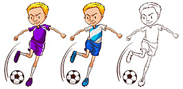 踢足球的小男孩足球运动员插图
