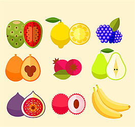 9款彩色水果和切面设计矢量素材