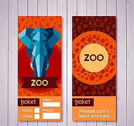 创意大象动物园门票矢量素材