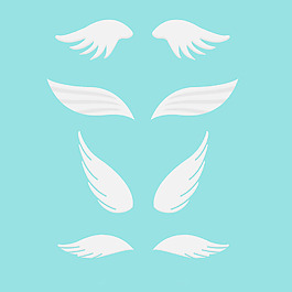 白色翅膀双翼插图蓝色背景