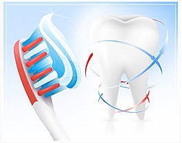 牙刷与牙齿矢量图
