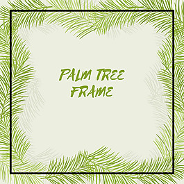 手绘风格绿色棕榈叶框架边框