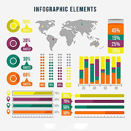 各种彩色图表ppt元素平面设计素材