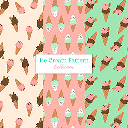 各种扁平风格冰淇淋插图装饰图案