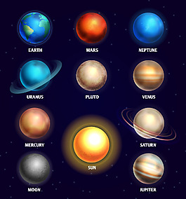八大行星主题创意矢量图