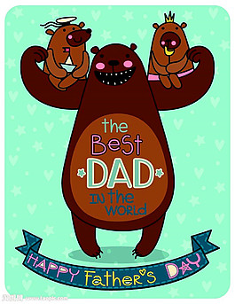 卡通小熊父亲节背景 图片