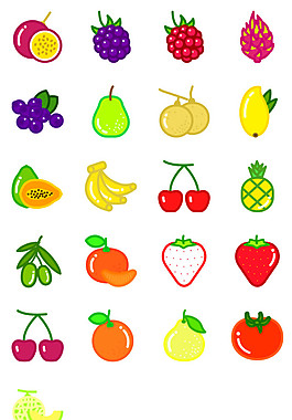 21个美味水果图标素材