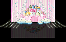 粉色卡通城堡背景