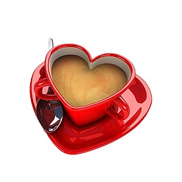 红色心形杯子咖啡元素