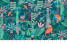 树林里的动物布艺壁纸图