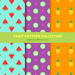 几种带有彩色水果的扁平图案