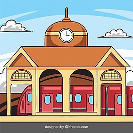 带时钟的火车站大楼