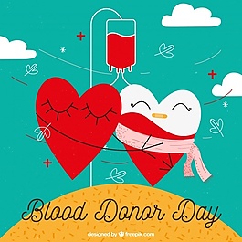 世界献血日背景与两颗心