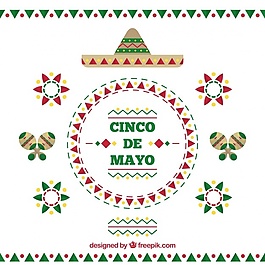 在平面设计的Cinco de Mayo装饰背景