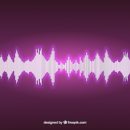 紫色背景，闪亮的声波