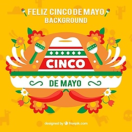 背景色的墨西哥帽子Cinco de Mayo