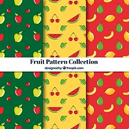 绿色、黄色和红色水果图案收藏
