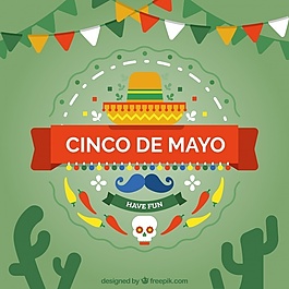 随着Cinco de Mayo墨西哥元素背景