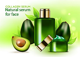 鳄梨绿色化妆品海报图片