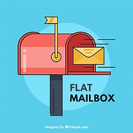 平面设计中的邮箱背景与黄色信封