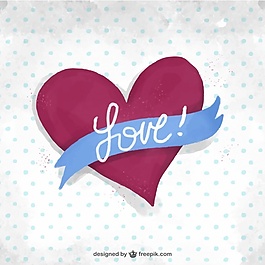 水彩心和圆点背景